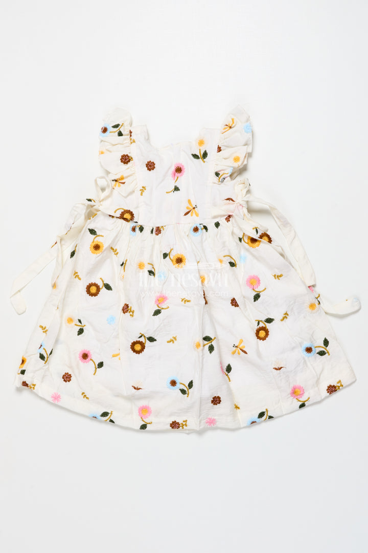 Everyday Cotton Frock for Baby Girls with Floral Threadwork