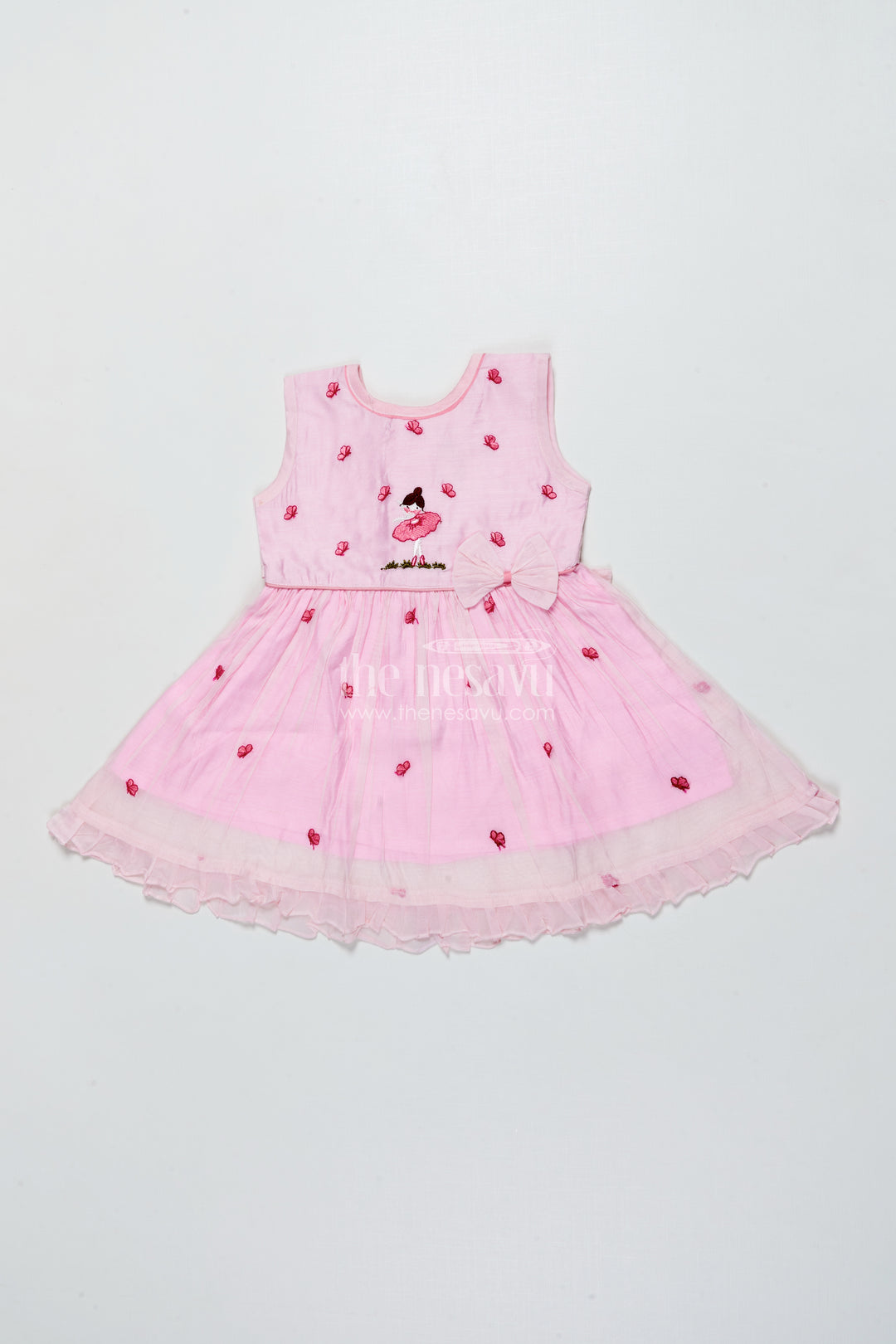 Baby Girl Pink Frock In Chanderi Cotton for Birthdays and Photoshoots