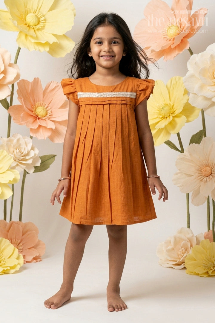 Toddler Girl Festive Chanderi Frock with Embroidered Yoke for Casual Functions