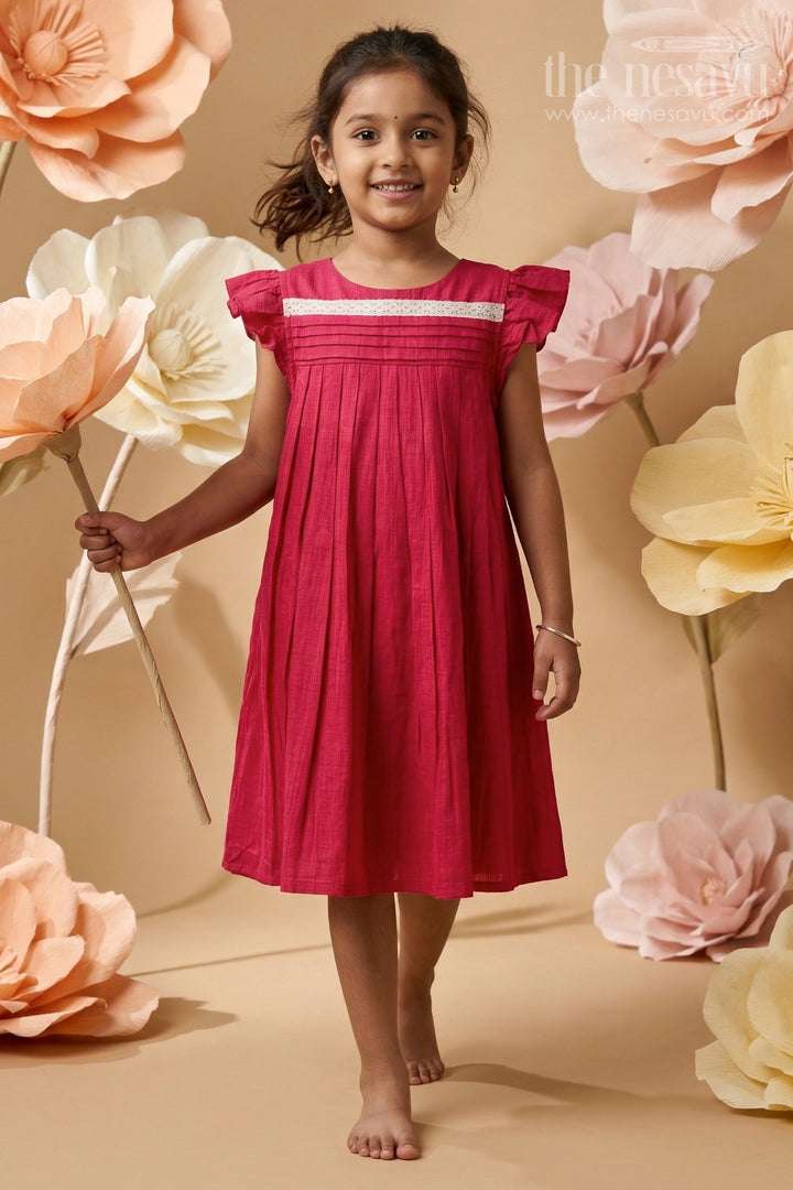 Baby Girl Traditional Chanderi Frock with Pleated Yoke for Everyday Festive Wear
