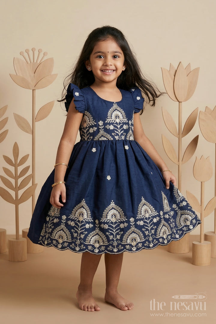 Girls Embroidered Cotton Frock for Festive Celebrations and Family Functions