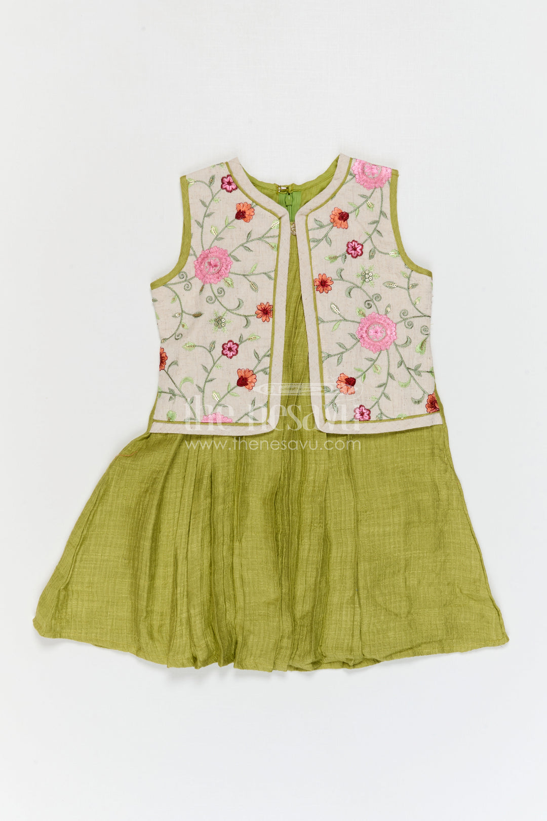 Girls Outfit with Embroidered Jacket for Festive Wear and Outings