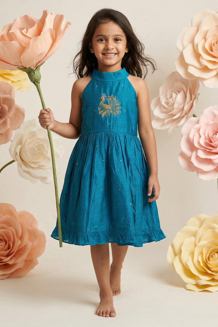 Girls Blue Frock for Birthdays and Festive Celebrations