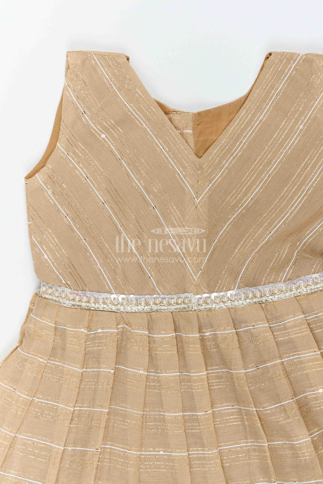 Chanderi Dress for Girls in Brown with an Occasion Ready Finish
