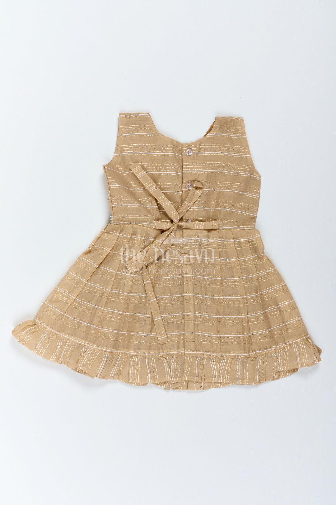Chanderi Dress for Girls in Brown with an Occasion Ready Finish
