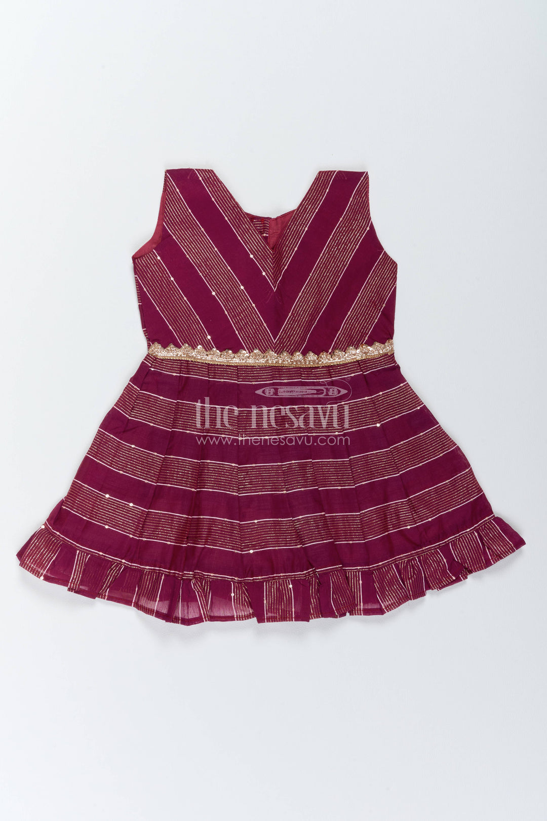 Chanderi Dress for Girls with Woven Texture for Festive Occasions