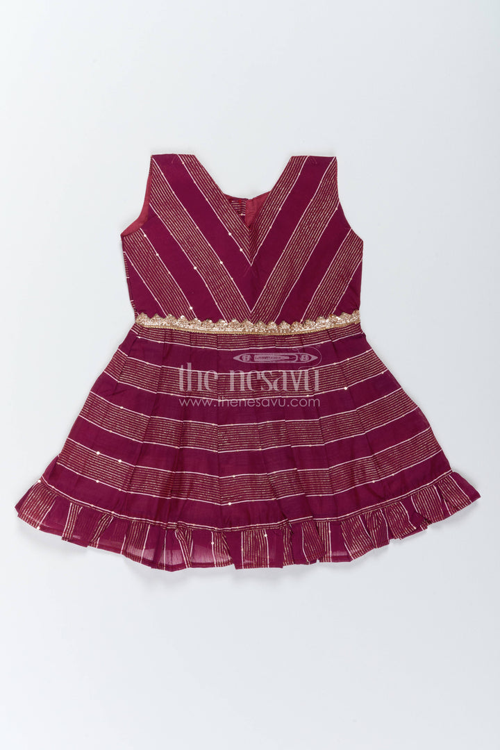 Chanderi Dress for Girls with Woven Texture for Festive Occasions