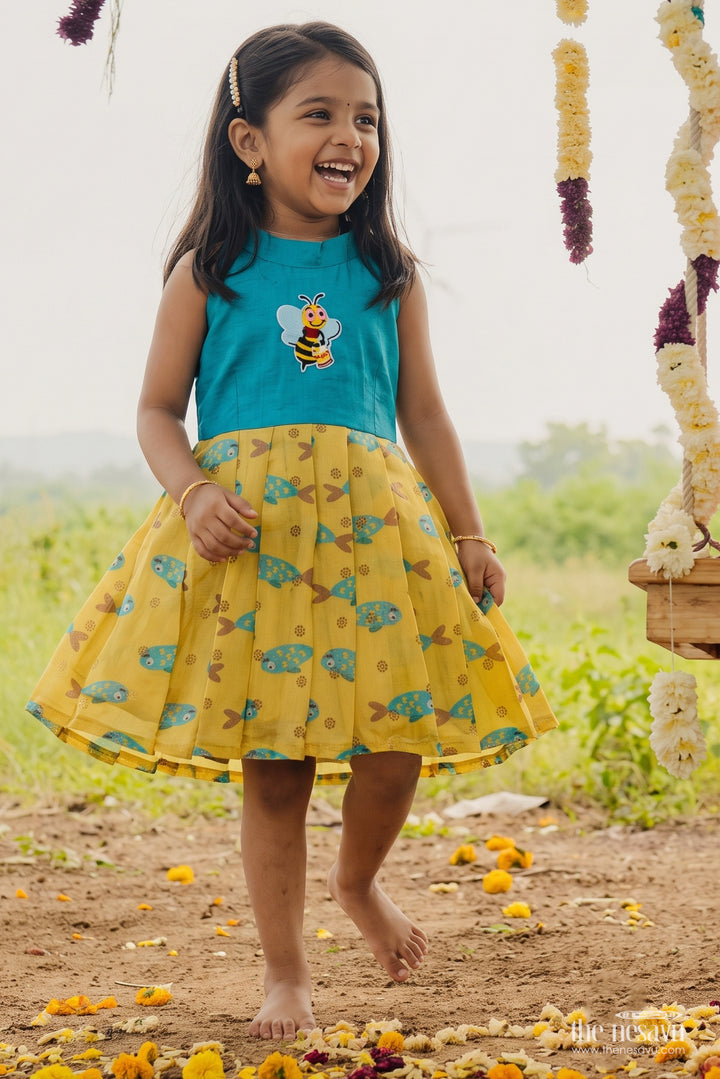 Chanderi Dress for Girls with Digital Print for Festive Occasions