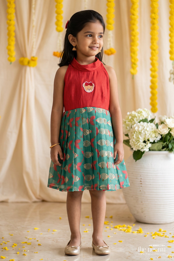 Ethnic Frock for Girls in Red for Celebrations and Photos