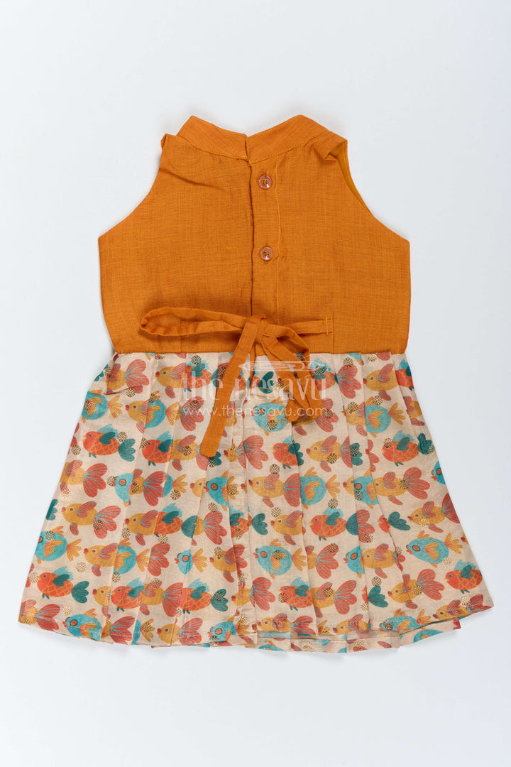 Chanderi Dress for Girls in Orange with an Occasion Ready Finish