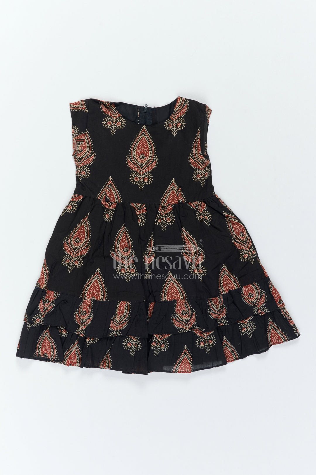 Girls Kalamkari Print Cotton Frock for Birthdays Outings and Festive Days