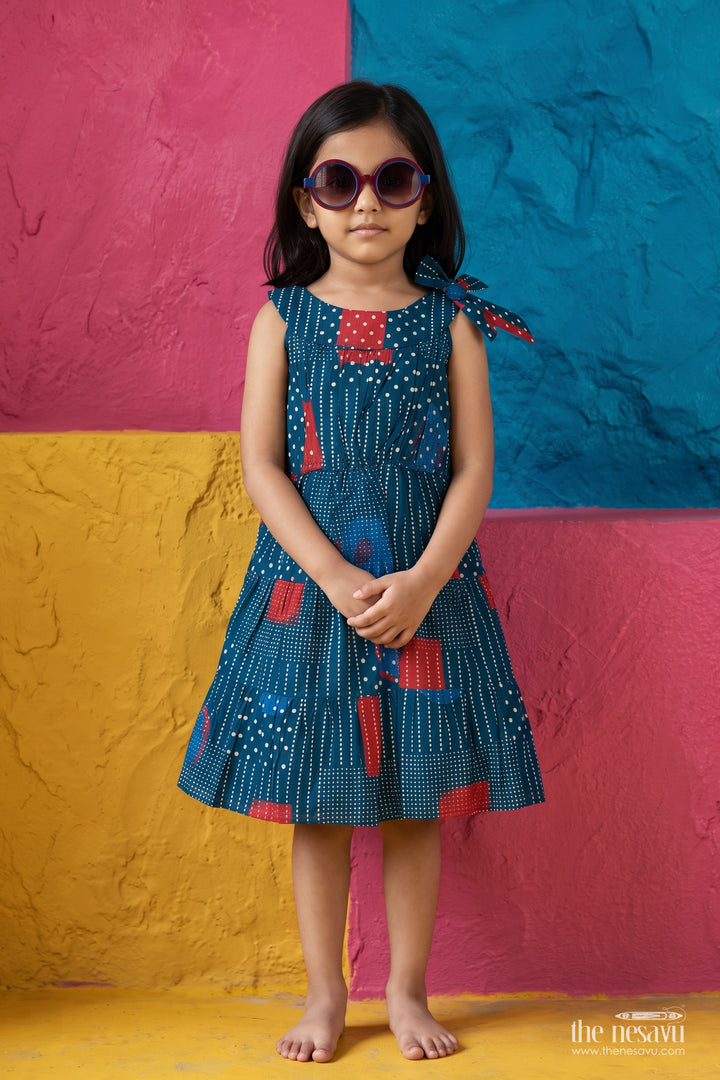 Girls Ethnic Print Frock for Temple Visits Celebrations and Family Photos