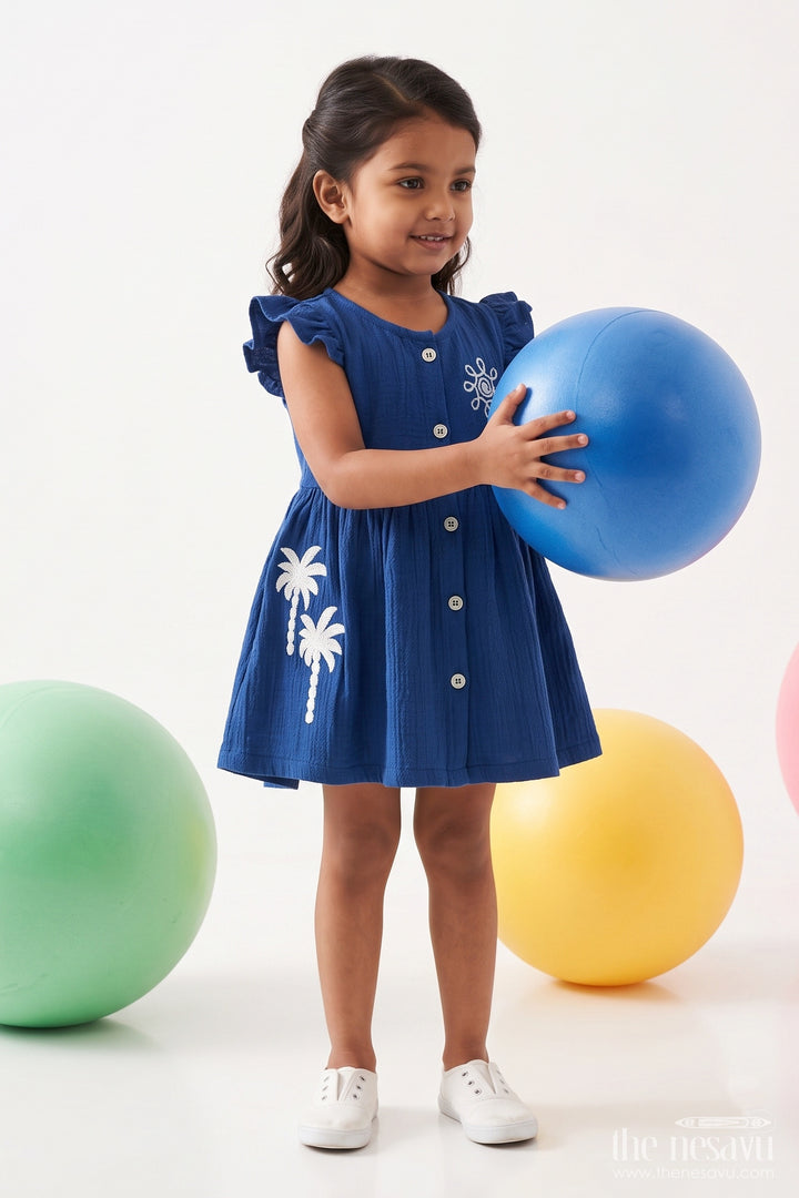 Girls Frock Dress in Blue for Celebrations and Photos
