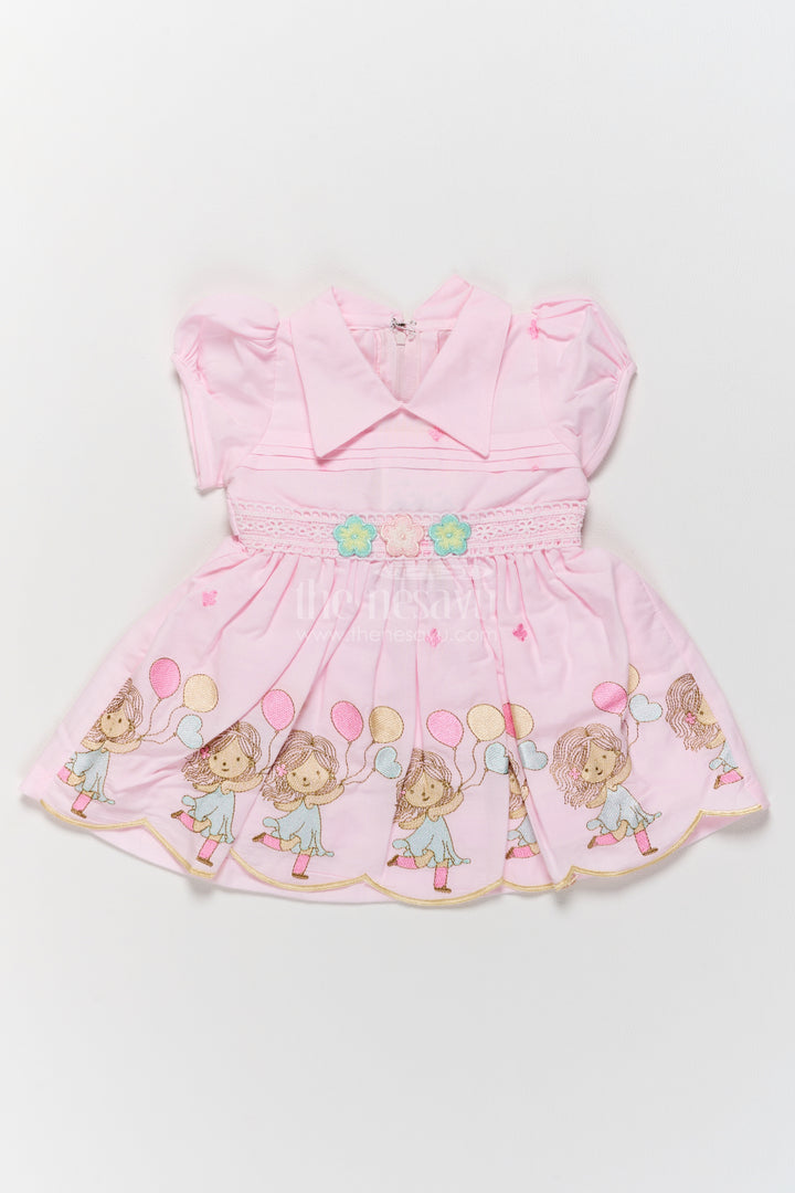 Girls Cotton Frock in Pink with Smart Tailoring