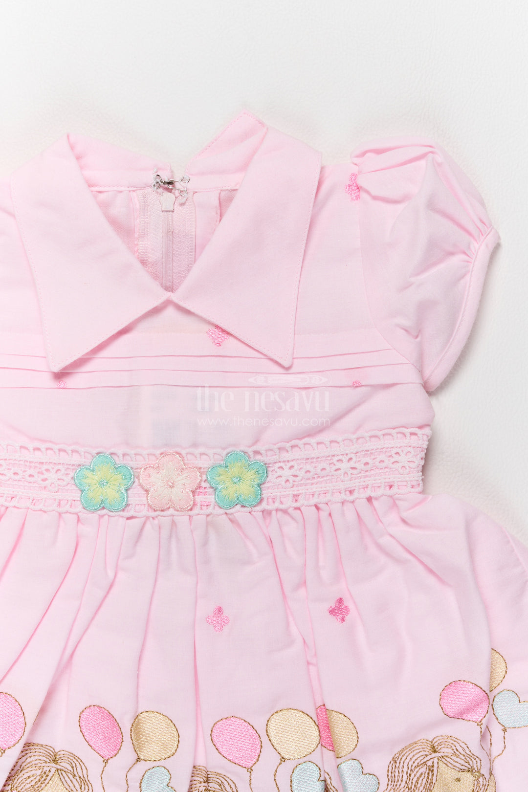 Girls Cotton Frock in Pink with Smart Tailoring