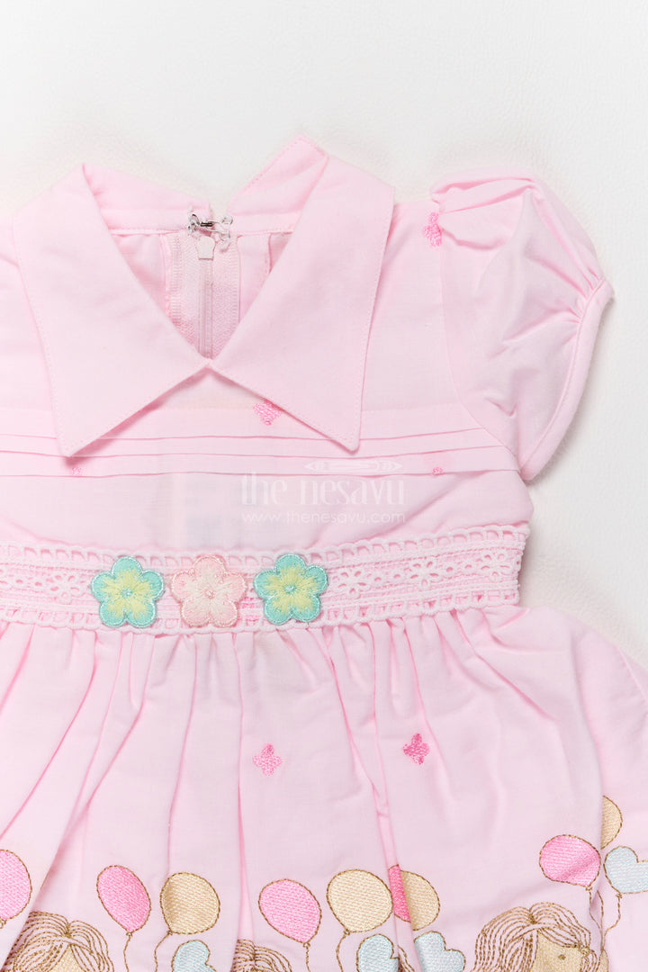 Girls Cotton Frock in Pink with Smart Tailoring
