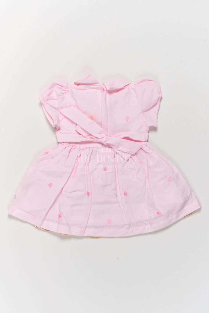 Girls Cotton Frock in Pink with Smart Tailoring