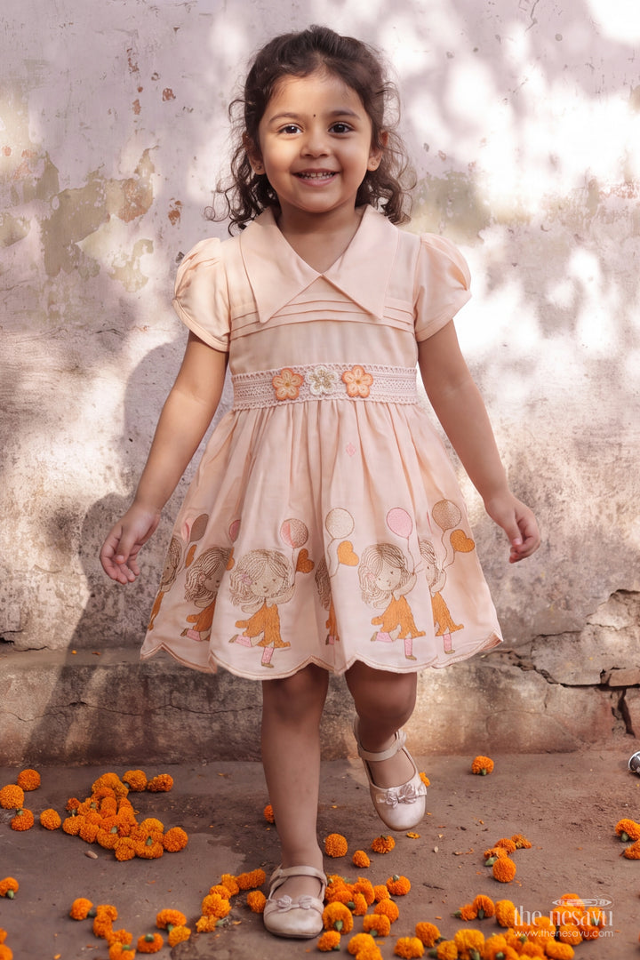 Cotton Dress for Girls in Orange for Joyful Occasions
