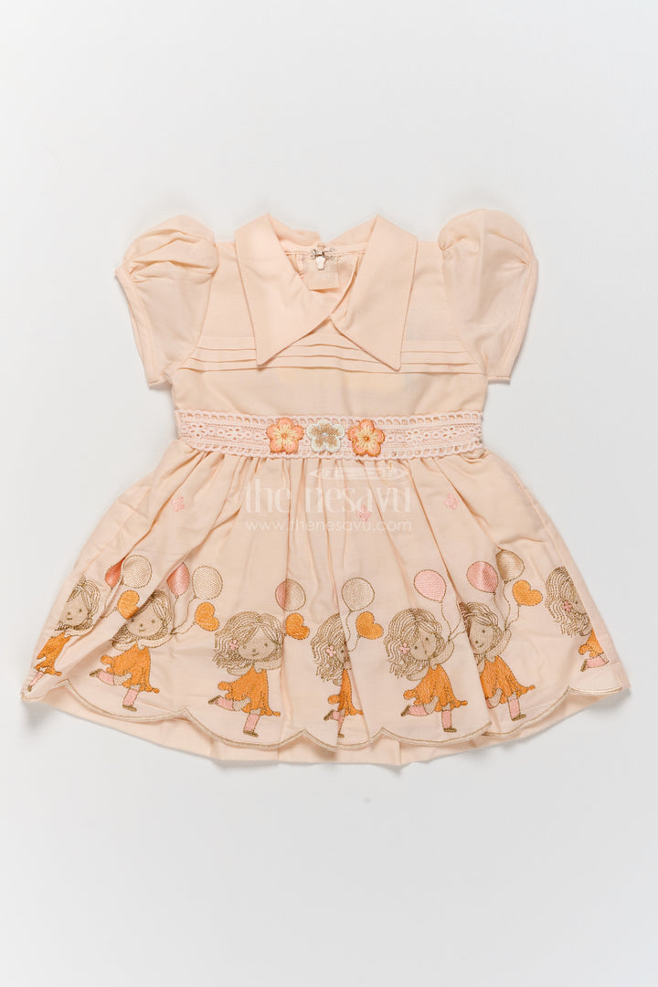 Cotton Dress for Girls in Orange for Joyful Occasions