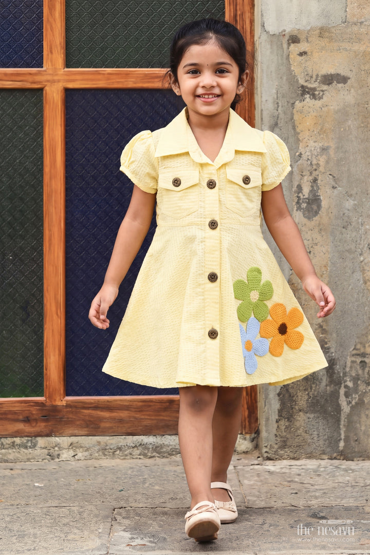 Girls Cotton Frock with Floral Detailing for Family Functions