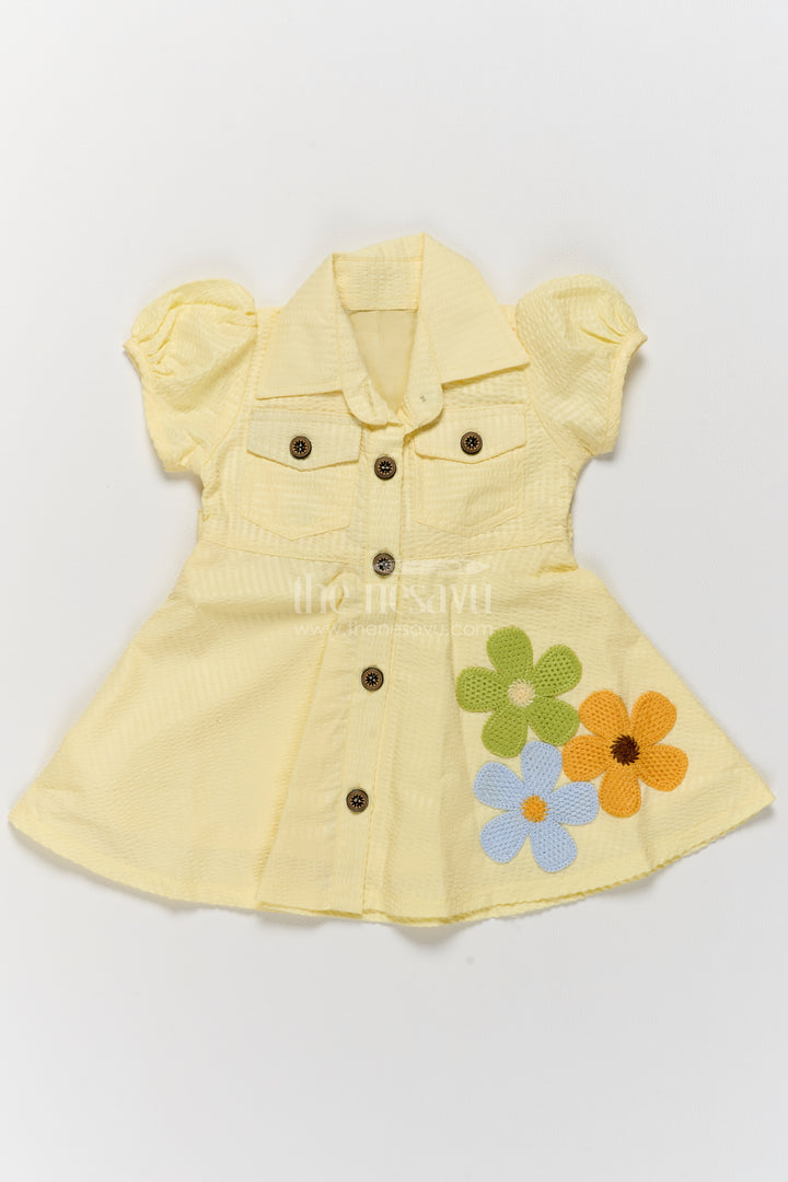 Girls Cotton Frock with Floral Detailing for Family Functions