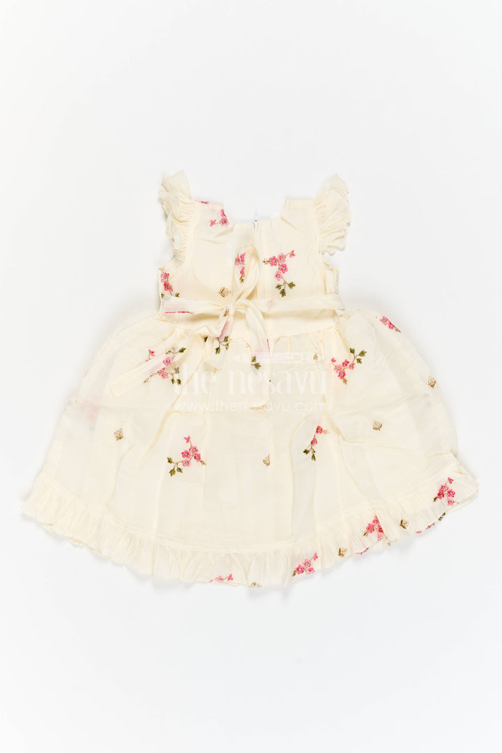 Chanderi Dress for Girls in Cream for Family Celebrations