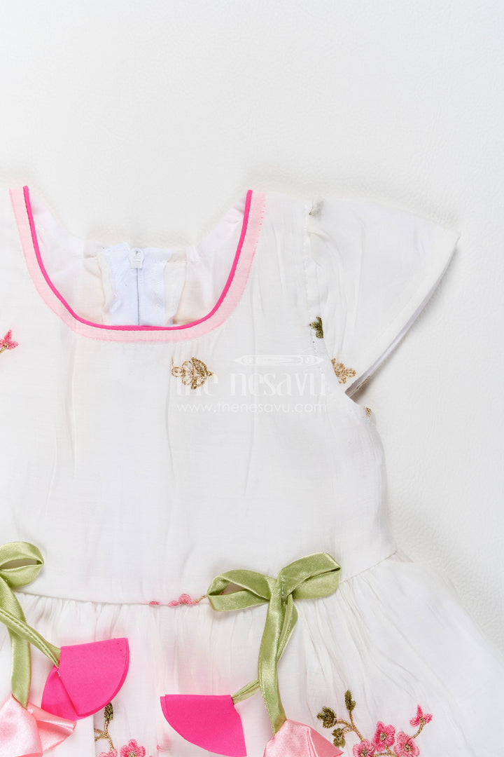 Ethnic Frock for Girls in Off White for Celebrations and Photos