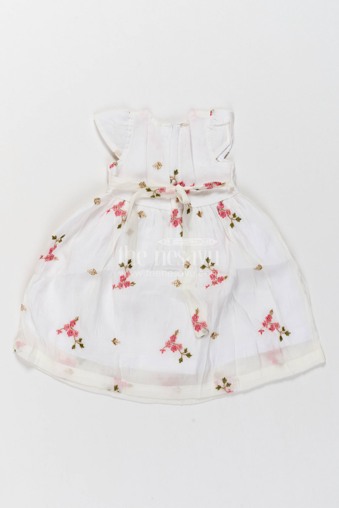 Ethnic Frock for Girls in Off White for Celebrations and Photos