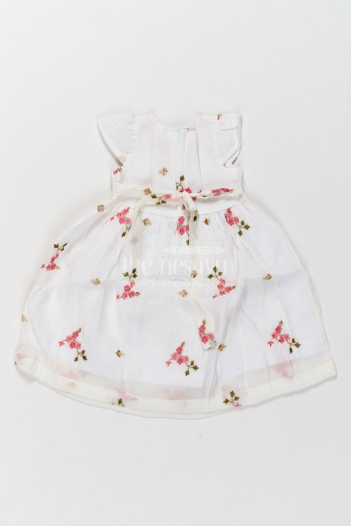 Ethnic Frock for Girls in Off White for Celebrations and Photos