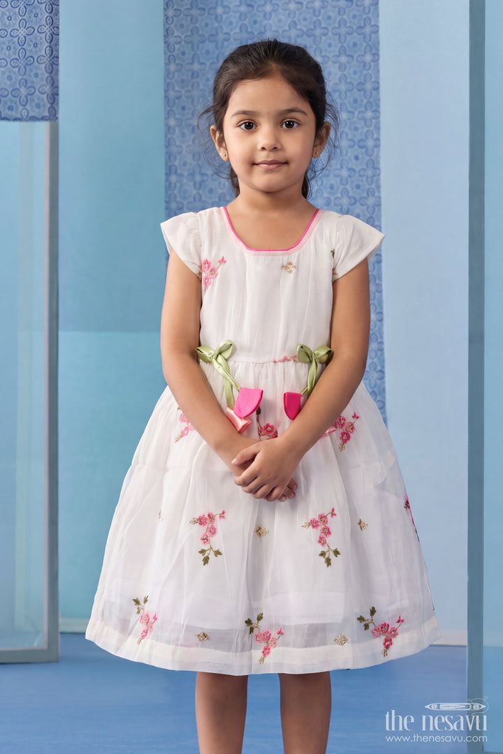 Ethnic Frock for Girls in Off White for Celebrations and Photos