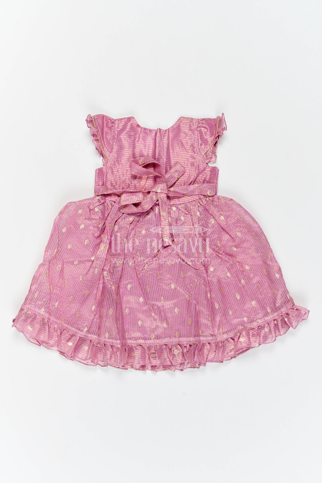 Girls Chanderi Frock in Purple with Woven Texture
