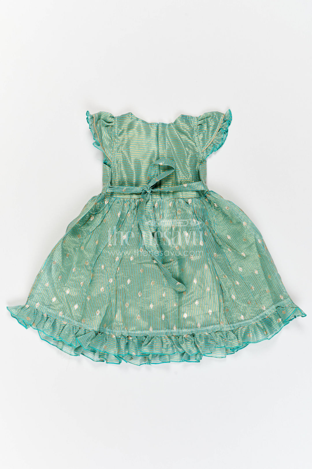 Chanderi Dress for Girls in Green for Family Celebrations