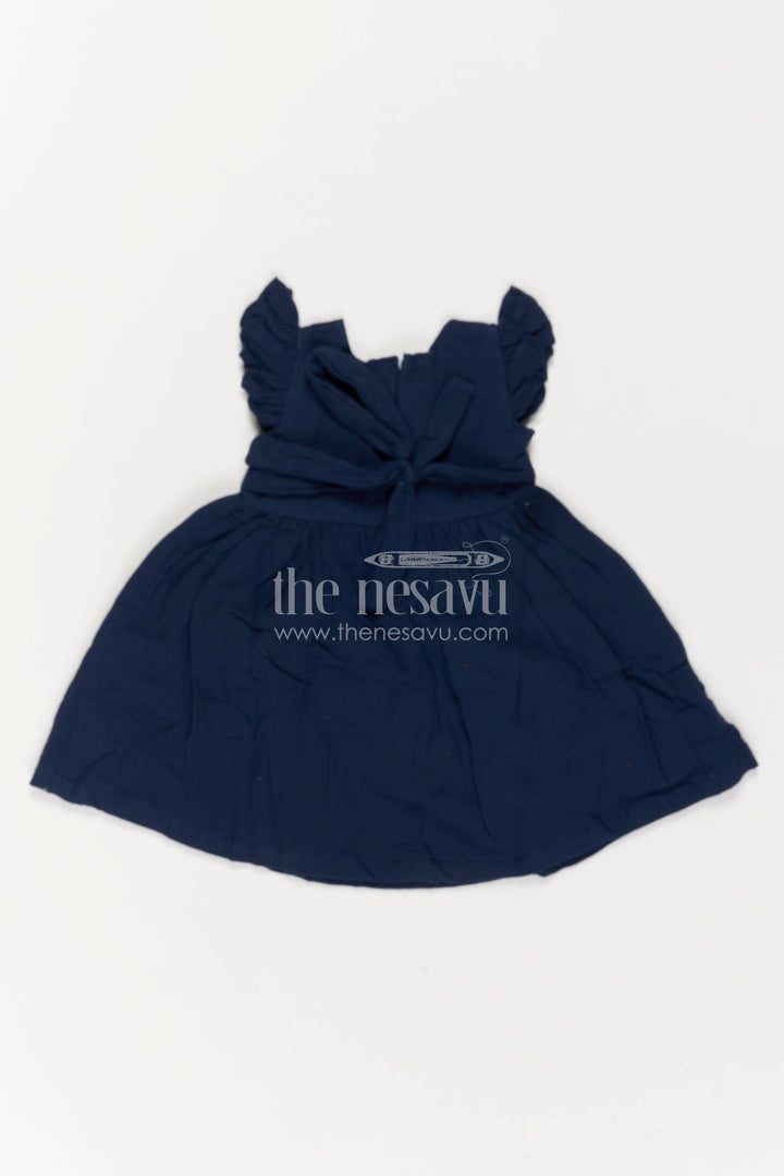 Cotton Dress for Girls in Blue with an Occasion Ready Finish