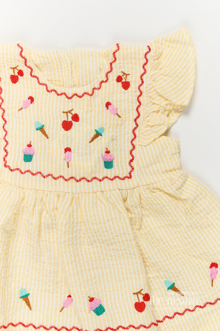 Girls Cotton Frock in Yellow for Special Functions