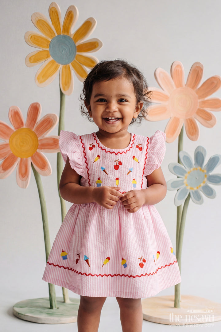 Girls Frock Dress in Pink for Milestone Days
