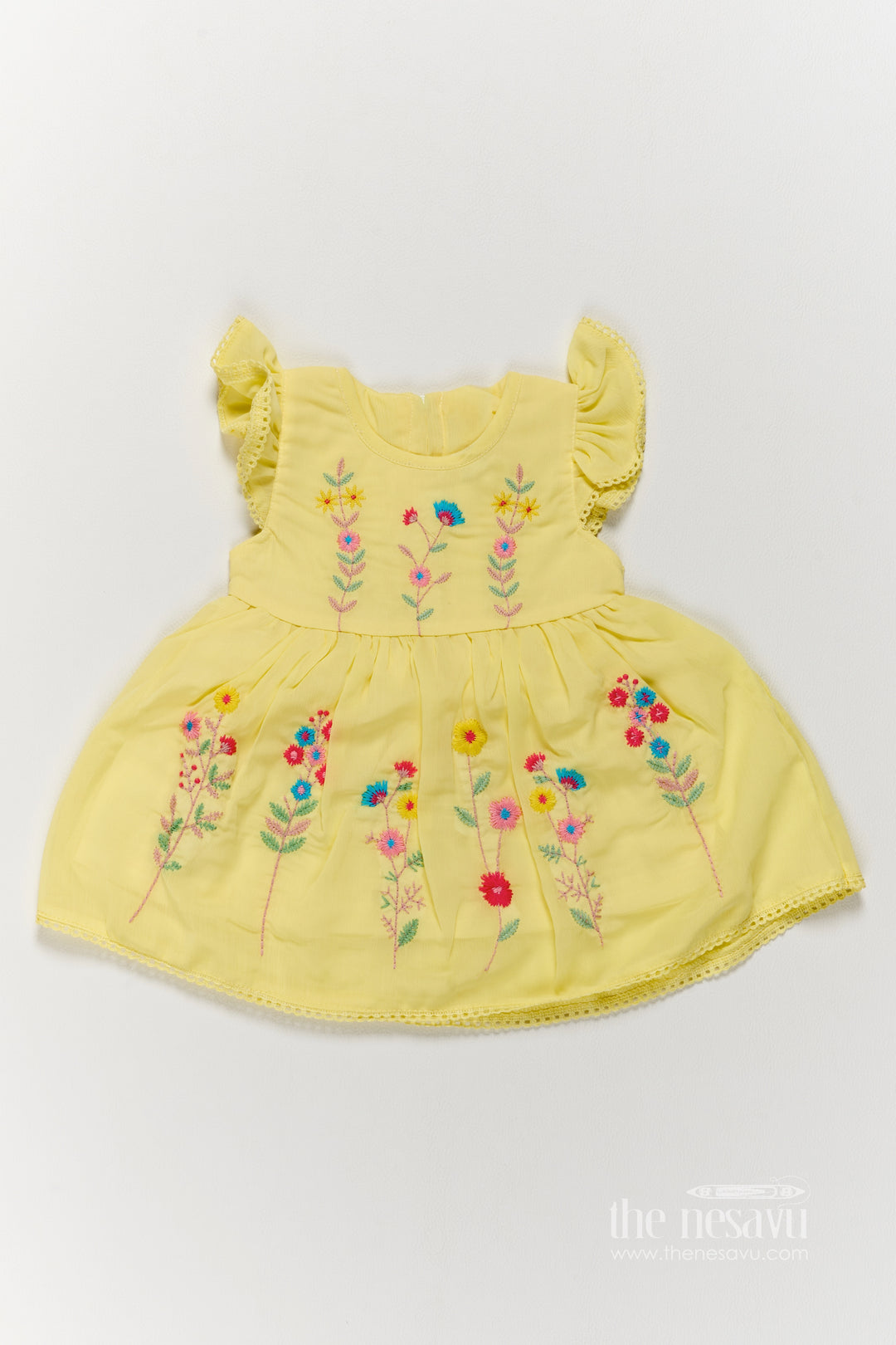 Girls Fancy Frock with Thread Embroidery for Family Functions