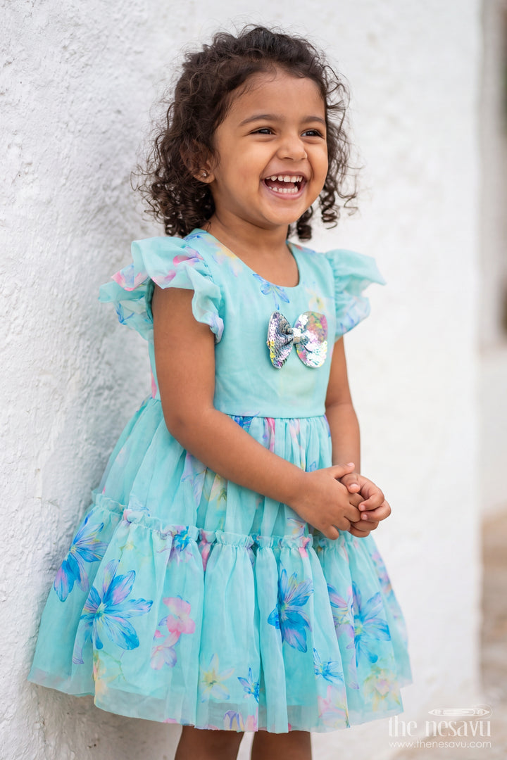 Designer Frock for Girls with Digital Print for Festive Occasions