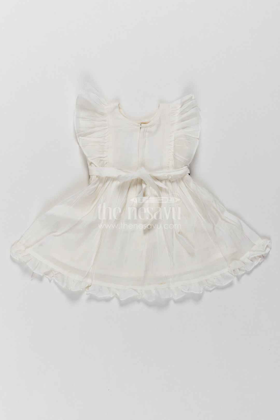 Chanderi Dress for Girls in Off White for Traditional Events