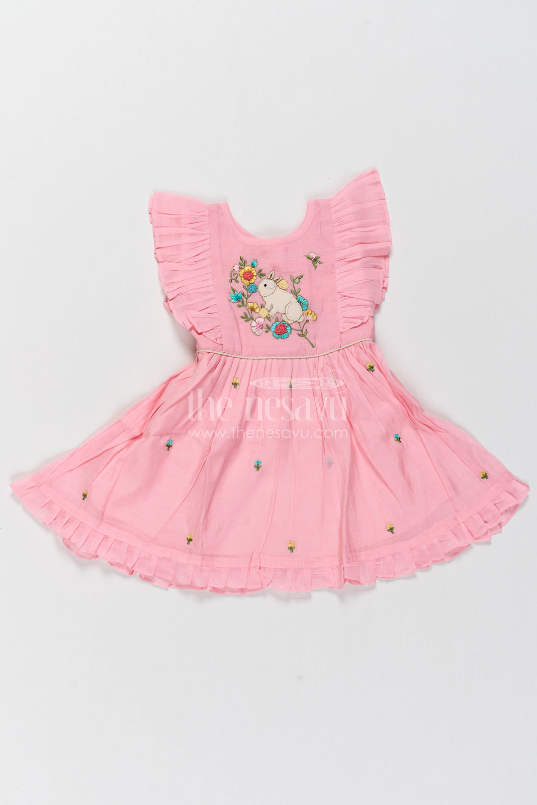 Chanderi Dress for Girls in Pink with an Occasion Ready Finish