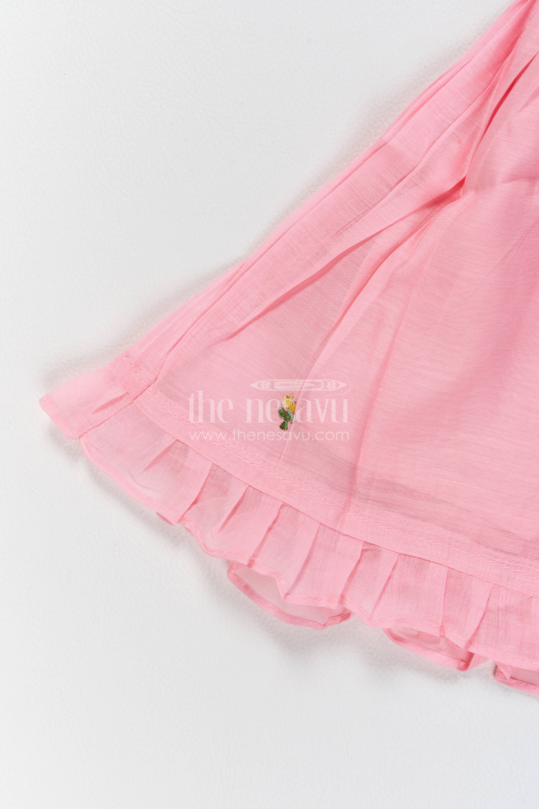 Chanderi Dress for Girls in Pink with an Occasion Ready Finish