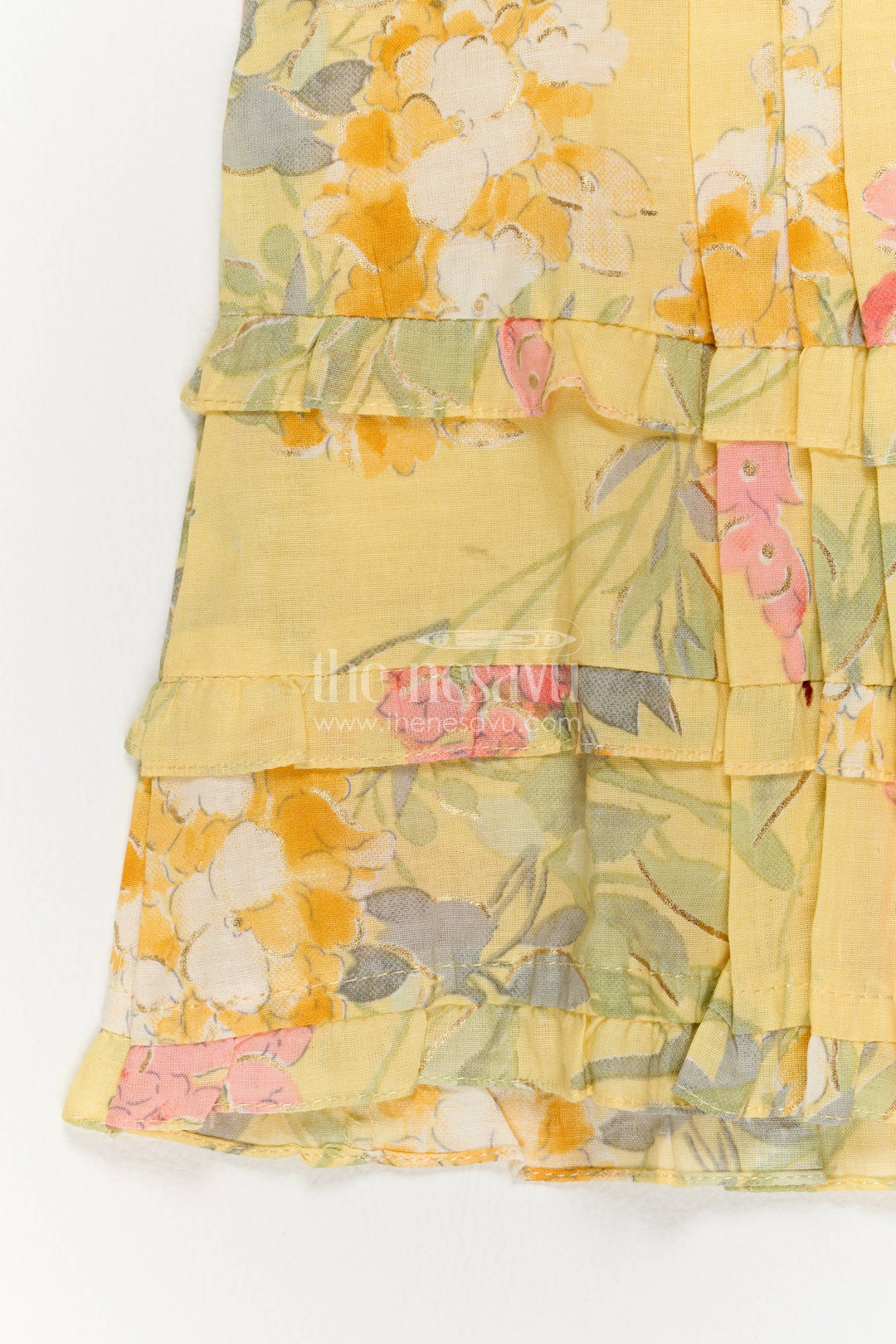 Cotton Dress for Girls in Yellow with an Occasion Ready Finish