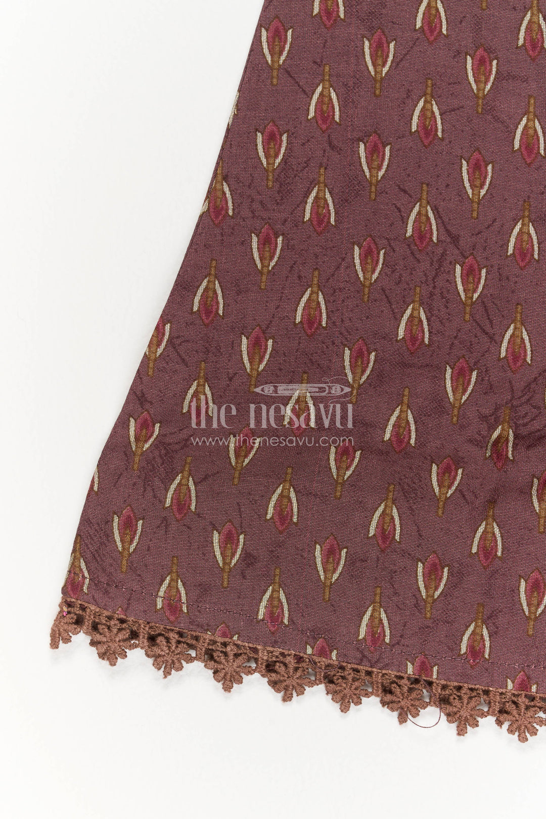 Girls Cotton Frock in Brown with Sequin Work