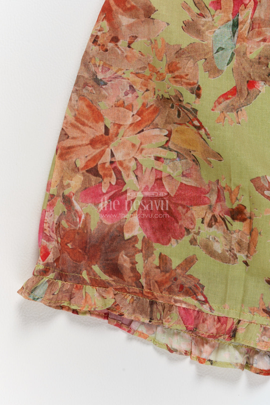 Cotton Dress for Girls in Green for Family Celebrations