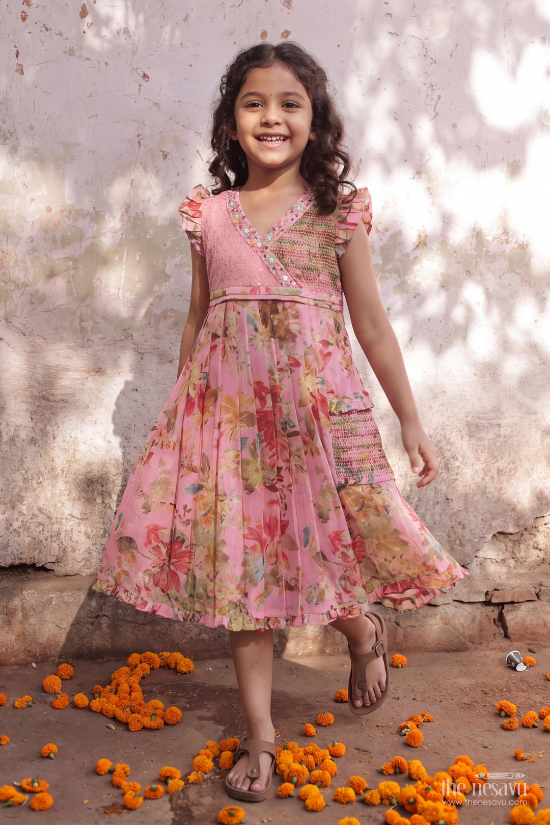 Girls Frock Dress in Peach for Joyful Occasions