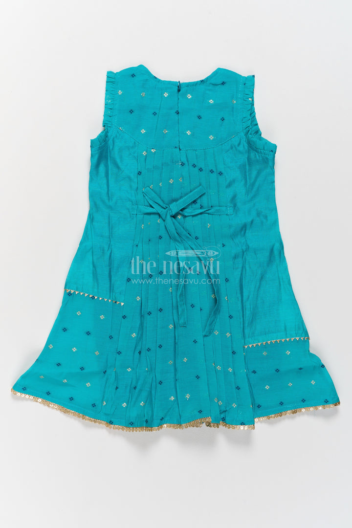 Girls Chanderi Frock in Blue with Smart Tailoring