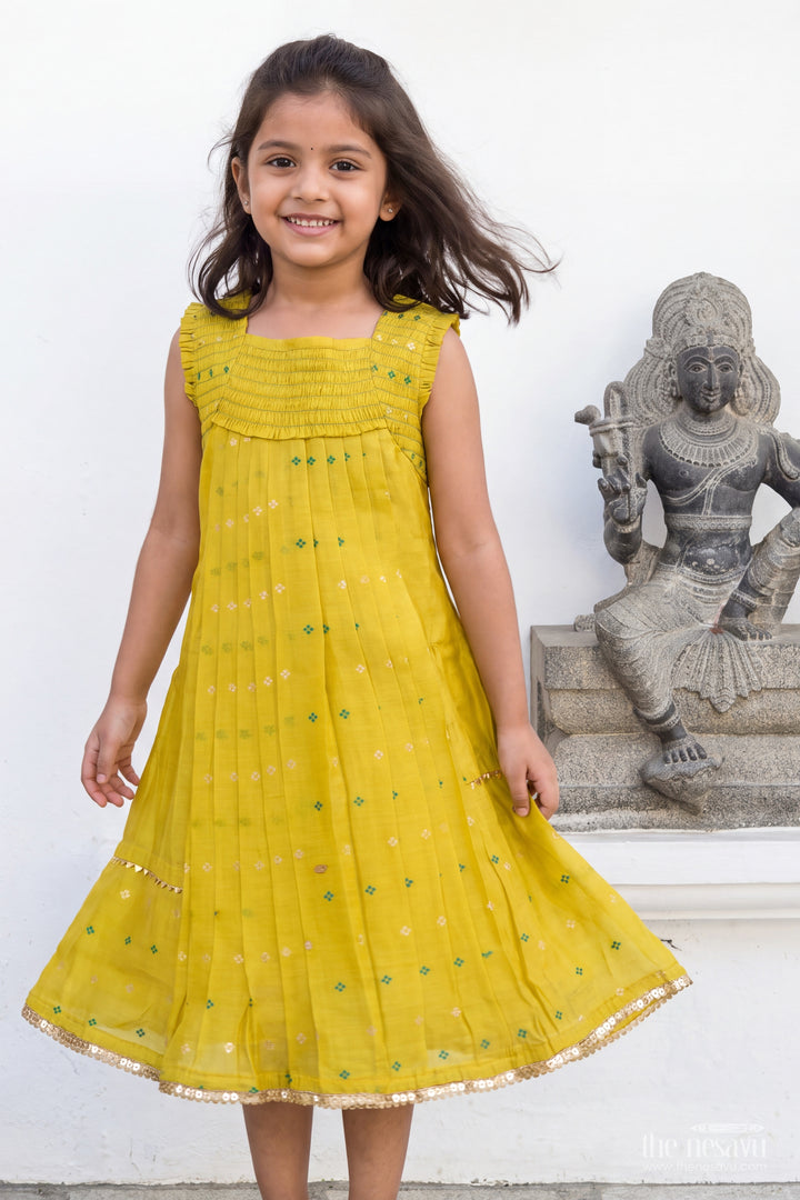 Chanderi Dress for Girls with Smart Tailoring for Festive Occasions