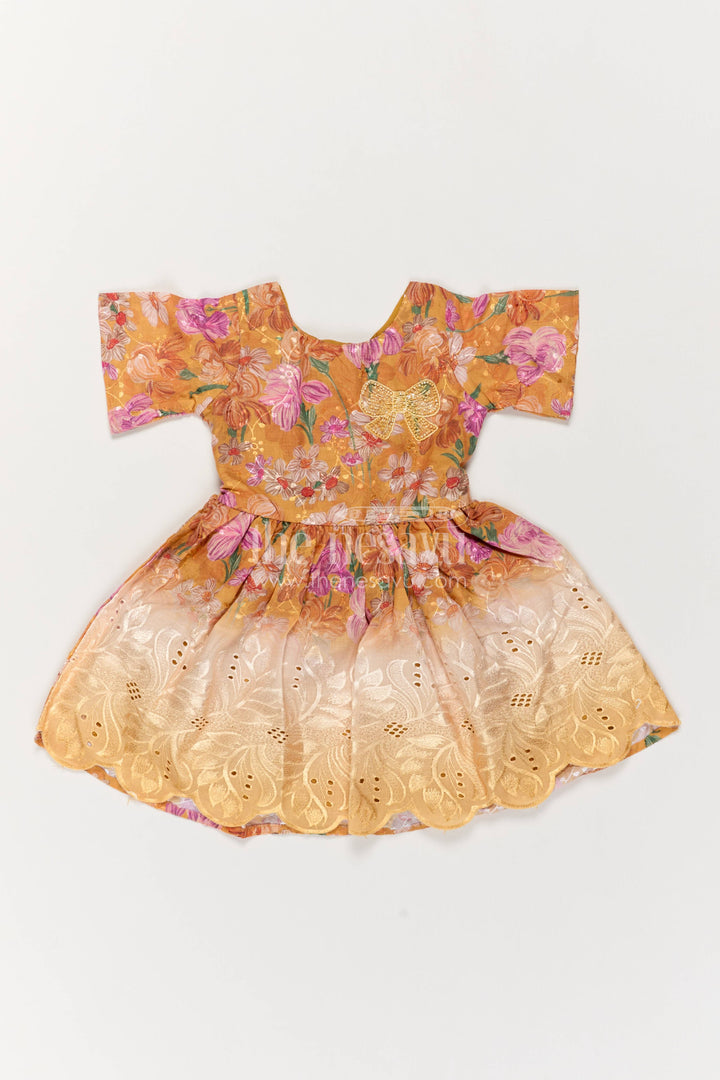 Designer Frock for Girls in Orange with an Occasion Ready Finish