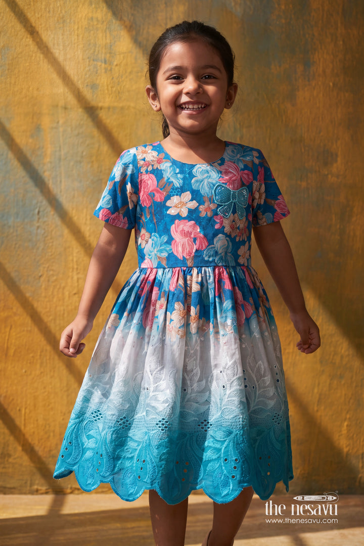 Party Frock for Girls with Thread Embroidery for Weddings and Parties