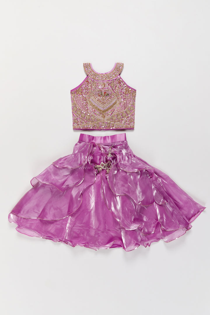 Girls Fancy Lehenga in Purple for Festive Photos