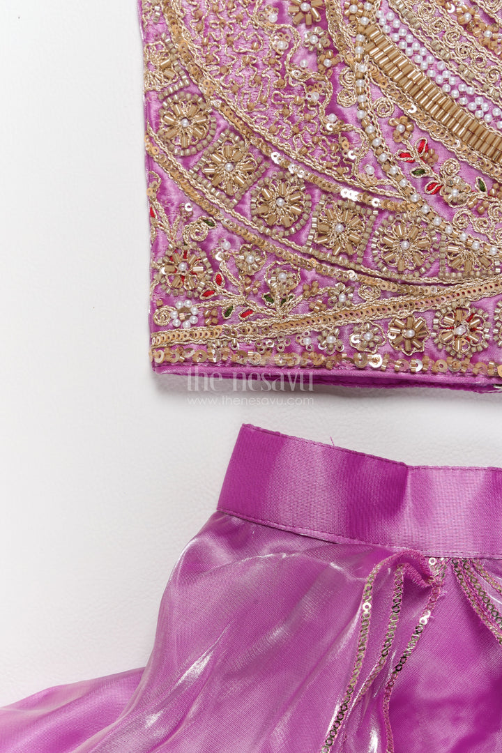 Girls Fancy Lehenga in Purple for Festive Photos